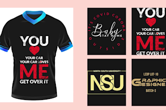 do typography custom trendy word art graphic t shirt with mockup