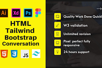 convert figma to tailwind PSD to tailwind CSS HTML website