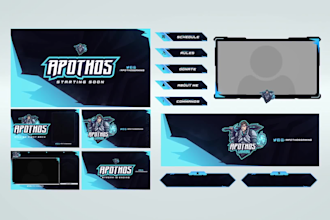 design a animated twitch overlay stream package and more