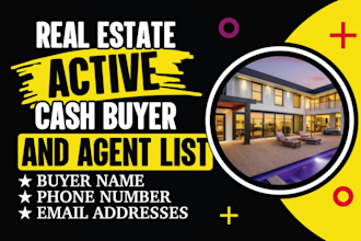 provide you real estate active cash buyer and agent list