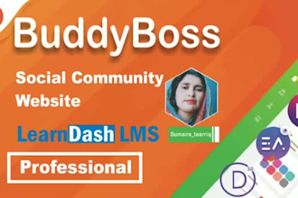 build memberpress wordpress website using buddyboss with learndash lms