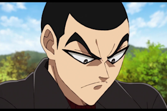 create 2d animated animation, anime music video,  2d anime fighting video