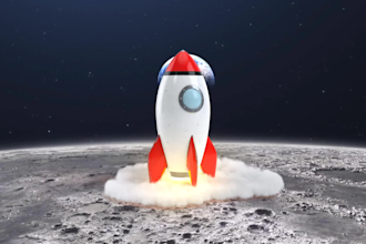 make 3d rocket launch on the moon logo reveal