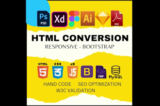 convert figma to html, psd to html, sketch to html, responsive html website