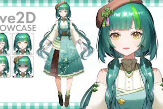 draw and rig 2d vtuber design, 3d vtuber model, 3d vroid for live2d commission