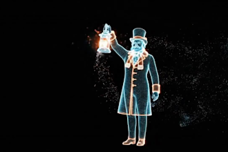make 3d christmas hologram fan animation and holiday visual christmas animation
