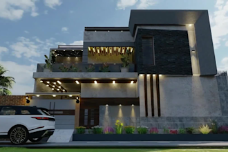 do interior or exterior with 3d modeling of a house with realistic rendering
