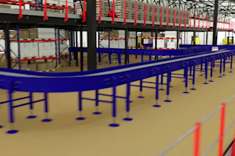 create 3d industrial robotic manufacturing factory automation logistic animation