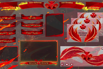 design animated stream overlay, screen, logo with full overlay package