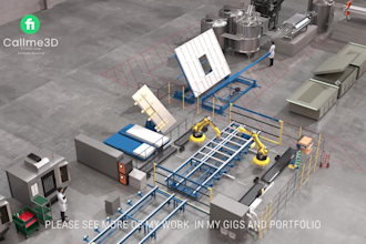 create realistic 3d industrial machinery models and functional animation