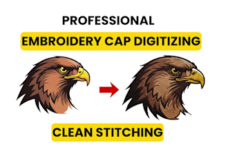 digitize logo for cap and hat embroidery with clean stitching