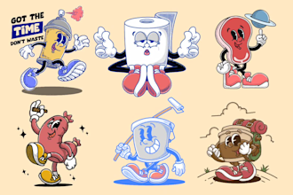 create vintage retro mascot character for your brand