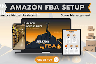 do amazon fba setup and  virtual assistant wholesale setup
