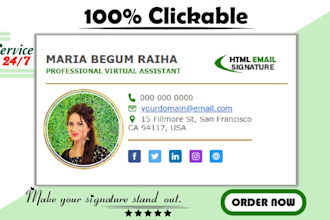create clickable HTML email signature for any email service