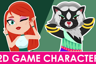 create 2d game character, for unity mobile game, concept art