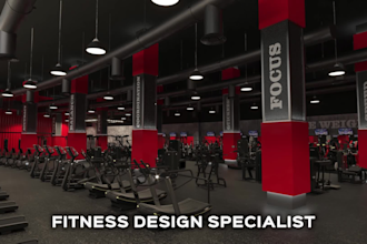 do gym interior design, sports facilities with realistic renders