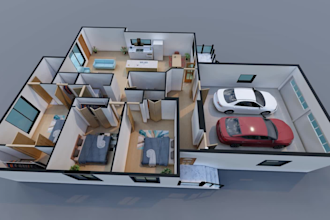 do 3d floor plan 3d modeling and rendering by an architect
