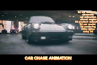 create 3d cinematic car chase animation, modeling photorealistic vfx