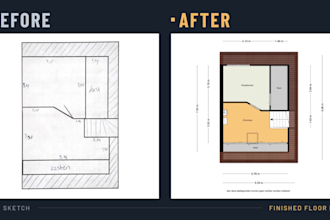 draw a 2d and 3d floor plan from your sketch  using floorplanner or sketchup