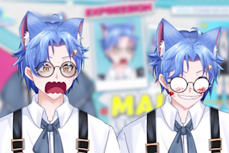 create a custom male vtuber avatar with live2d art and rigging