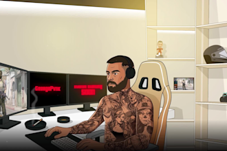 design animated twitch brb, starting soon, offline screen