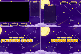 make stream overlay animation for vtuber,gaming,anime design
