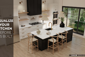 design kitchen interior in 3d and render