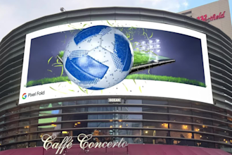 do 3d anamorphic animation, product display, fooh and anamorphic illusion, dooh