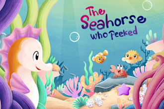 create whimsical children picture book illustration and cover for KDP