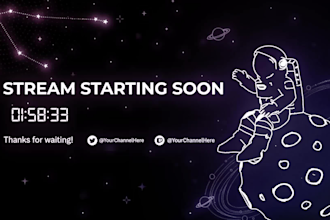 make unique animated stream screens start, brb, offline