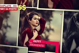 do photo slideshow video with music and text promo video