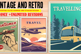design vintage, retro, poster, flyer, banner, sticker vector illustration