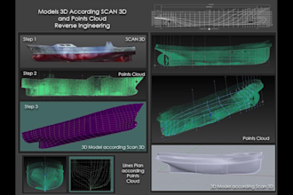 modelling according scan 3d, points cloud, reverse ingeneering