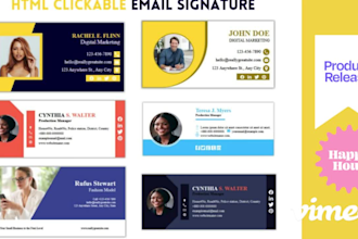 design and HTML code editable and clickable email signature with professional