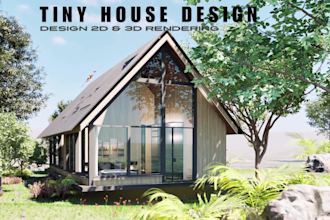 design 3d rendering tiny house, small house, cottage, cabana