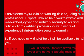 do task related to information security, cyber security, digital forensics