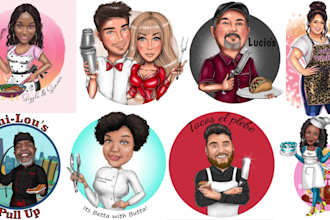 craft cartoon food logo for restaurants, BBQ and fast food