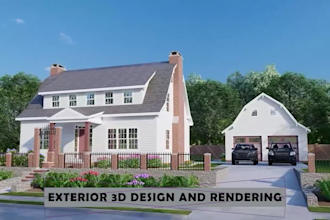 do 3d house exterior design, interior design, and 3d rendering