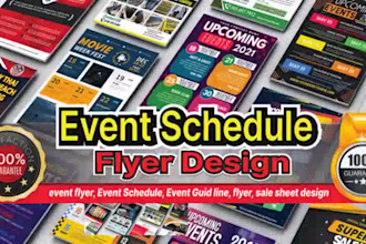 design event schedule flyer, one sheet, dl flyer in 6hrs