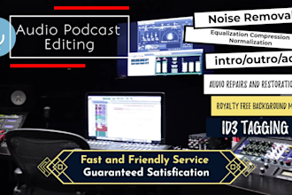 do professional audio podcast editing with cleanup denoise, mixing and mastering
