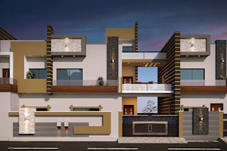 design modern house with 3d exterior and color elevation