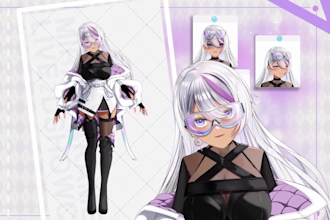 draw female or male original 2d vtuber model, chibi for live2d model commission
