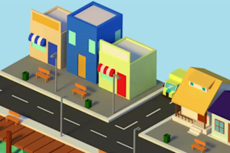 create low poly 3d environment 3d game assets buildings retro ps1 ps2 n64 style