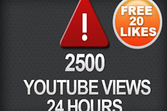 give You 2000 Youtube Views and 5 Youtube Like or Subscribe and Promote to 10,000 Loyal Follower About Your Video