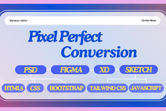 convert PSD, xd, figma, and sketch to HTML5, bootstrap, tailwind CSS