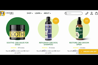 design supplement website pet supplement shopify store dog cbd pet supply store