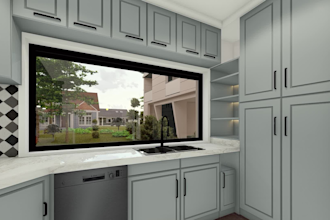 design kitchen, island and 3d modelling