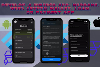 develop fintech app neobank app web3 crypto wallet app loan payment app bank app