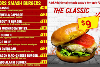 design static or digital  TV menu board for your  restaurant