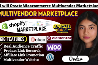 create multivendor woocommerce marketplace, shopify marketplace website